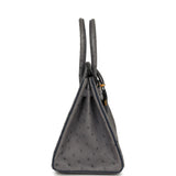 Hermes Special Order (HSS) Birkin 30 Gris Agate, Bleu Iris Ostrich Brushed Gold Hardware - Thumbnail View 3