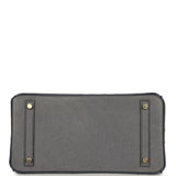 Hermes Special Order (HSS) Birkin 30 Gris Agate, Bleu Iris Ostrich Brushed Gold Hardware - Thumbnail View 6