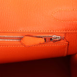 Pre-owned Hermes Birkin 30 Tangerine Ostrich Palladium Hardware - Thumbnail View 9