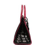 Vintage Hermes Birkin 25 Black, Fuschia Shiny Niloticus Crocodile Ruthenium Hardware - Thumbnail View 3