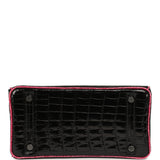 Vintage Hermes Birkin 25 Black, Fuschia Shiny Niloticus Crocodile Ruthenium Hardware - Thumbnail View 6