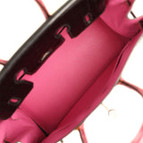 Vintage Hermes Birkin 25 Black, Fuschia Shiny Niloticus Crocodile Ruthenium Hardware - Thumbnail View 9