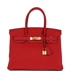 Hermes Birkin 30 Rouge Casaque Togo Gold Hardware