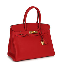Hermes Birkin 30 Rouge Casaque Togo Gold Hardware