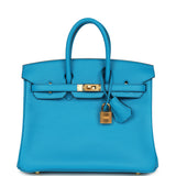 Pre-owned Hermes Birkin 25 Bleu Frida Swift Gold Hardware - Thumbnail View 1