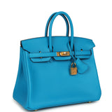 Pre-owned Hermes Birkin 25 Bleu Frida Swift Gold Hardware - Thumbnail View 2