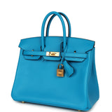 Pre-owned Hermes Birkin 25 Bleu Frida Swift Gold Hardware - Thumbnail View 5