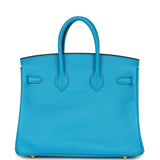 Pre-owned Hermes Birkin 25 Bleu Frida Swift Gold Hardware - Thumbnail View 4