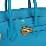 Pre-owned Hermes Birkin 25 Bleu Frida Swift Gold Hardware - Thumbnail View 7