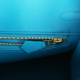 Pre-owned Hermes Birkin 25 Bleu Frida Swift Gold Hardware - Thumbnail View 9