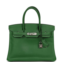 Pre-owned Hermes Birkin 30 Vert Benghale Epsom Palladium Hardware