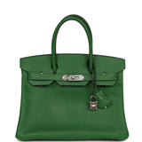 Pre-owned Hermes Birkin 30 Vert Benghale Epsom Palladium Hardware - Thumbnail View 1