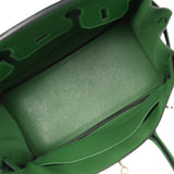 Pre-owned Hermes Birkin 30 Vert Benghale Epsom Palladium Hardware - Thumbnail View 8
