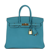 Pre-owned Hermes Birkin 25 Turquoise Togo Gold Hardware - Thumbnail View 1