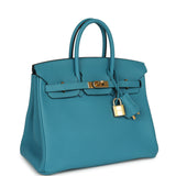 Pre-owned Hermes Birkin 25 Turquoise Togo Gold Hardware - Thumbnail View 2