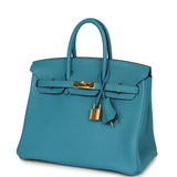Pre-owned Hermes Birkin 25 Turquoise Togo Gold Hardware - Thumbnail View 5