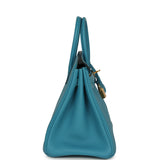 Pre-owned Hermes Birkin 25 Turquoise Togo Gold Hardware - Thumbnail View 3