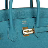Pre-owned Hermes Birkin 25 Turquoise Togo Gold Hardware - Thumbnail View 7