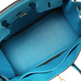 Pre-owned Hermes Birkin 25 Turquoise Togo Gold Hardware - Thumbnail View 8