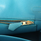 Pre-owned Hermes Birkin 25 Turquoise Togo Gold Hardware - Thumbnail View 9