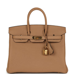 Pre-owned Hermes Birkin 25 Chai Togo Gold Hardware