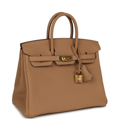 Pre-owned Hermes Birkin 25 Chai Togo Gold Hardware