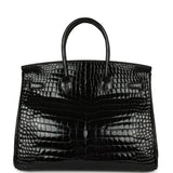 Hermes Birkin 35 Black Shiny Porosus Crocodile Palladium Hardware - Thumbnail View 4