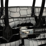 Hermes Birkin 35 Black Shiny Porosus Crocodile Palladium Hardware - Thumbnail View 7