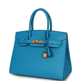 Hermes Birkin Sellier 30 Bleu Frida Madame Gold Hardware - Thumbnail View 5