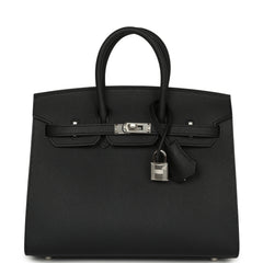 Hermes Birkin Sellier 25 Black Epsom Palladium Hardware
