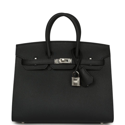 Hermes Birkin Sellier 25 Black Epsom Palladium Hardware