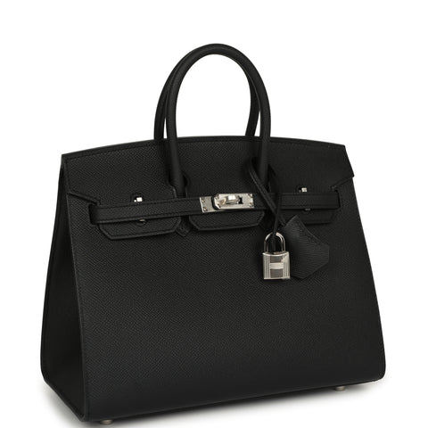 Hermes Birkin Sellier 25 Black Epsom Palladium Hardware