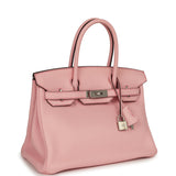 Pre-owned Hermes Special Order (HSS) Birkin 30 Rose Sakura Clemence Brushed Palladium Hardware - Thumbnail View 2