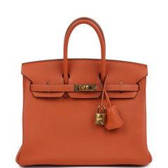 Pre-owned Hermes Birkin 25 Orange Togo Gold Hardware