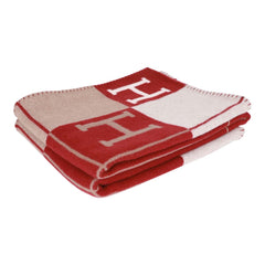 Hermès "Avalon III" Ecru and Rouge Blanket