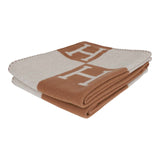 Hermes "Classic Avalon" Ecru and Camel Blanket