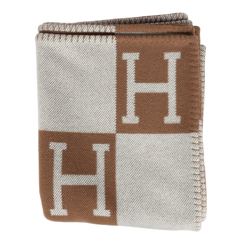 Hermes "Classic Avalon" Ecru and Camel Blanket