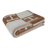 Hermes "Classic Avalon" Ecru and Camel Blanket