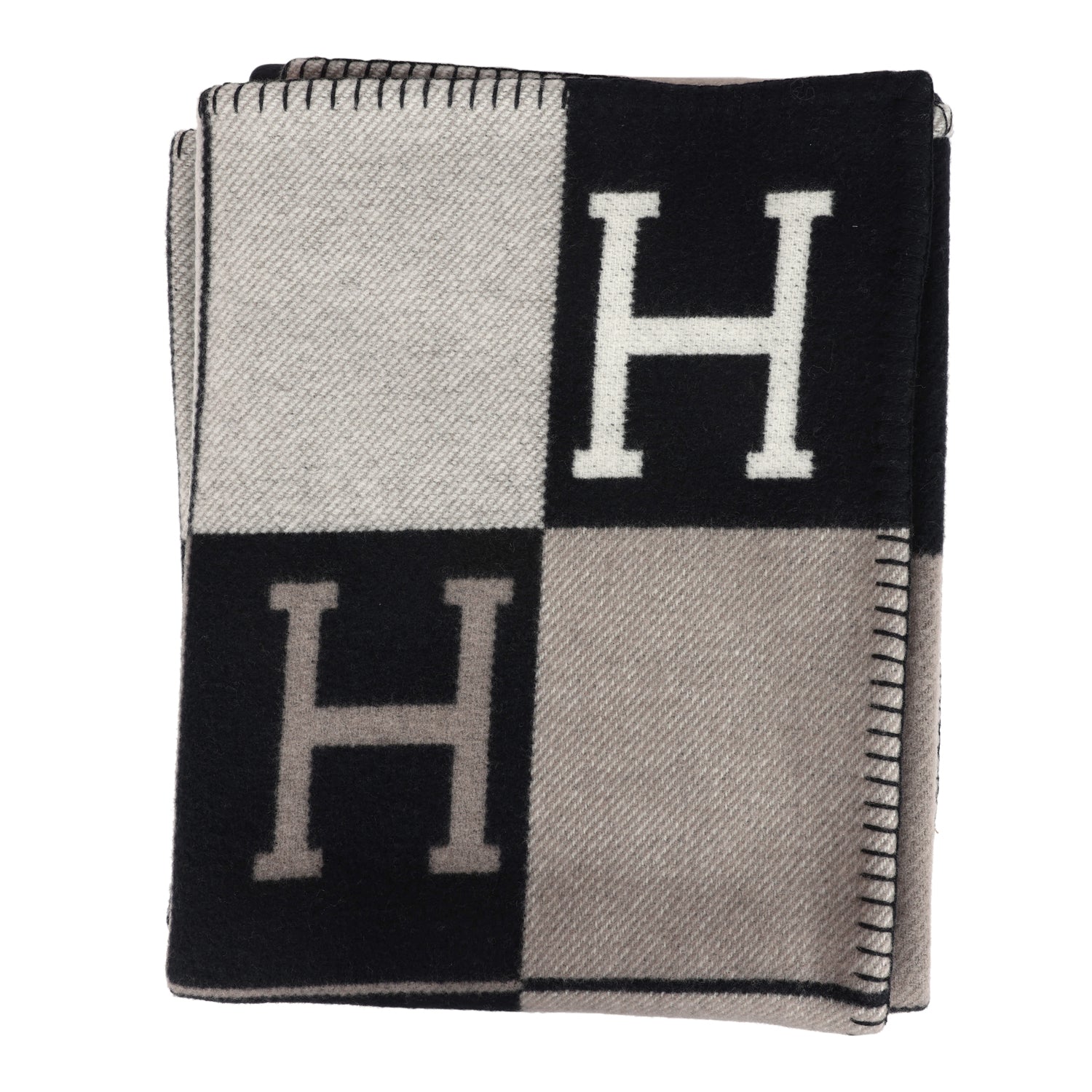 Hermes Écru Gris Foncé Avalon Throw Blanket | | Item #125404