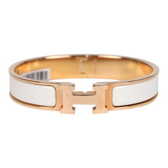 Hermes Clic H Bracelet GM White Enamel Rose Gold Hardware