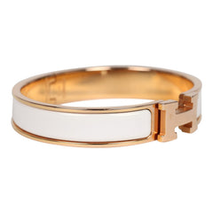 Hermes Clic H Bracelet GM White Enamel Rose Gold Hardware