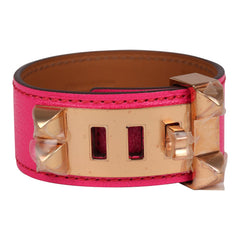 Hermes Collier De Chien 24 Bracelet Rose Pop Chevre Chamkila Rose Gold Hardware