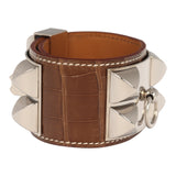 Hermes Collier de Chien Bracelet Alezan Shiny Alligator Palladium Hardware - Thumbnail View 3