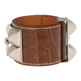 Hermes Collier de Chien Bracelet Alezan Shiny Alligator Palladium Hardware - Thumbnail View 5