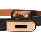 Hermes Kelly 18 Belt Black Epsom Rose Gold Hardware