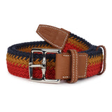 Hermes Rocabar Adjustable Belt 85CM Rouge/Marine/Gold Woven Waxed Cotton/Togo Palladium Hardware