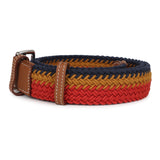 Hermes Rocabar Adjustable Belt 85CM Rouge/Marine/Gold Woven Waxed Cotton/Togo Palladium Hardware