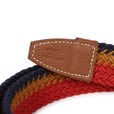 Hermes Rocabar Adjustable Belt 85CM Rouge/Marine/Gold Woven Waxed Cotton/Togo Palladium Hardware