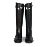 Hermes Jumping Boots Black Box Calfskin Palladium Hardware 37 EU