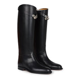 Hermes Jumping Boots Black Box Calfskin Palladium Hardware 37 EU